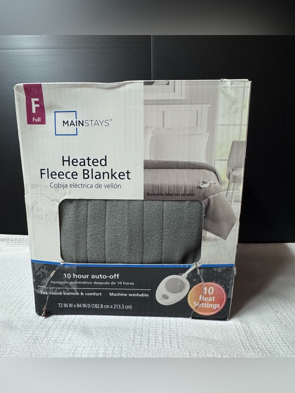 Mainstays Heated Fleece Blanket - Dark Gray Full Size